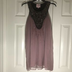 Epilogue Purple Sleeveless Dress w/Front & Back Beaded Accents